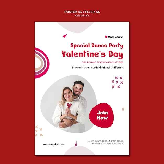 PSD gratuito modello di poster per san valentino con coppia