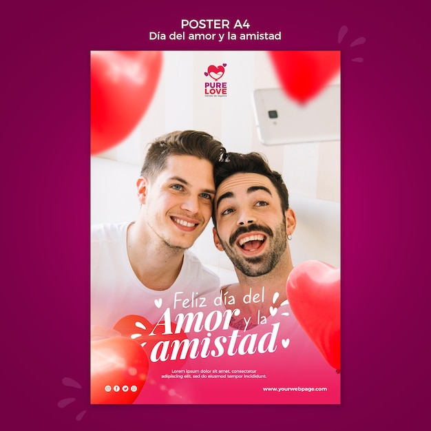 PSD gratuito modello di poster per la celebrazione di san valentino