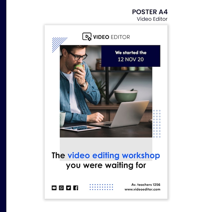 Free PSD poster template for video editing workshop