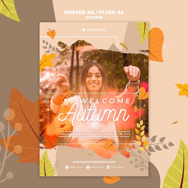 Free PSD poster template for welcoming the autumnal season