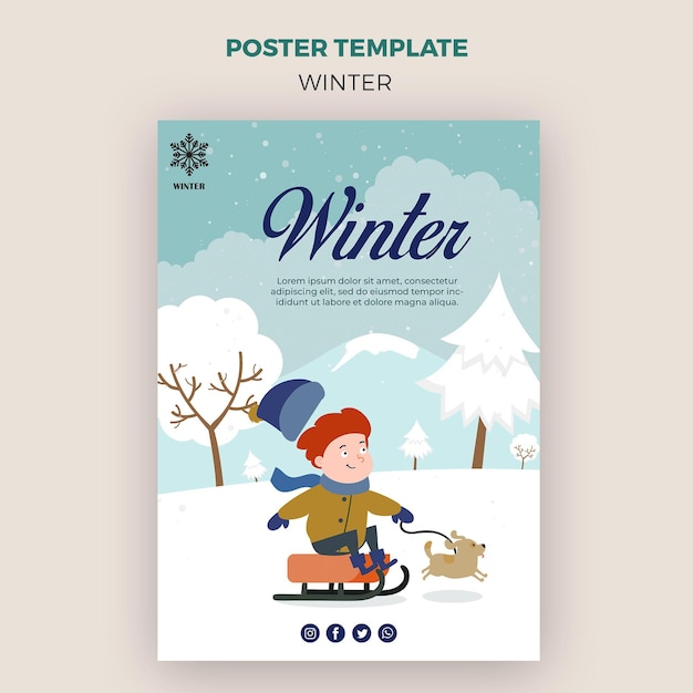 Poster template for winder with kid and dog