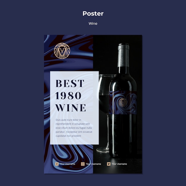 Free PSD poster template for wine business