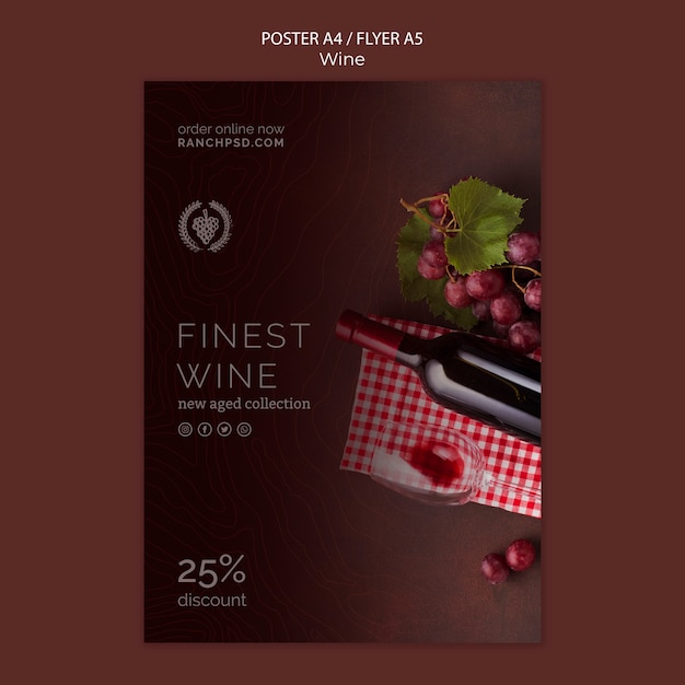 Free PSD poster template for wine tasting