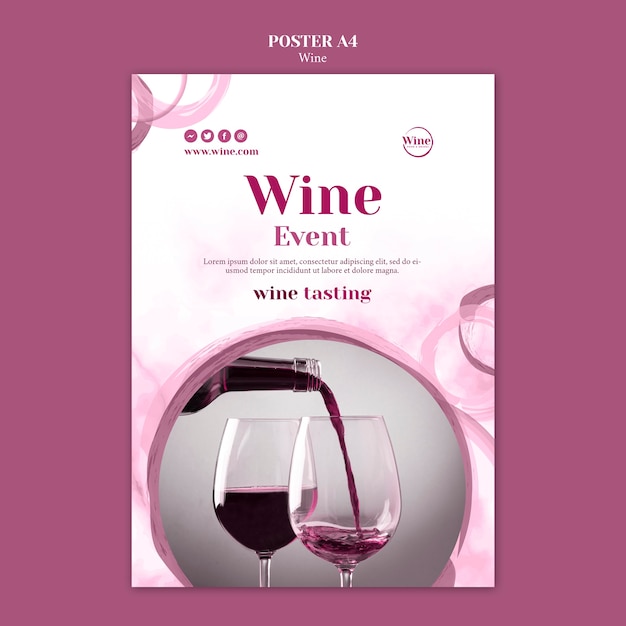 Free PSD poster template for wine tasting