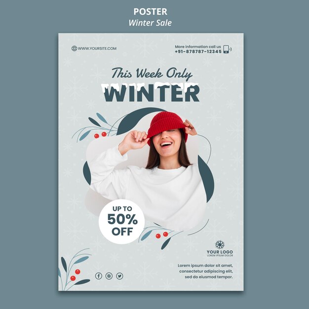 Poster template for winter sale