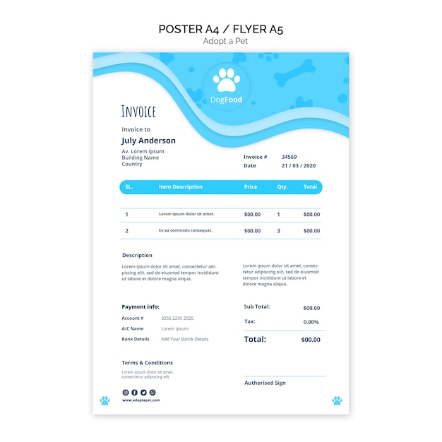 Poster template with adopt pet concept