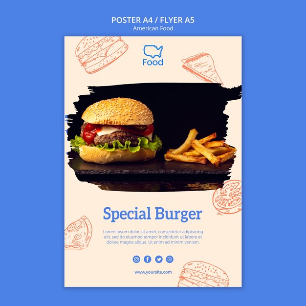 Poster template with american food concept