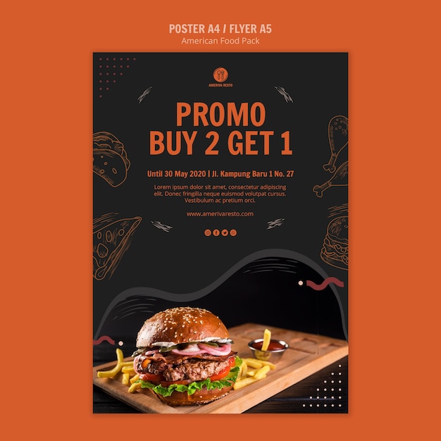 Poster template with american food concept