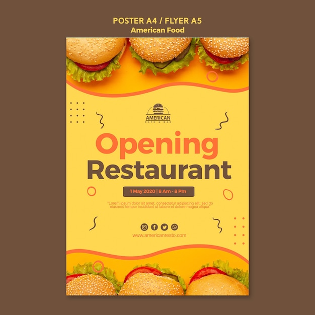 Poster template with american food