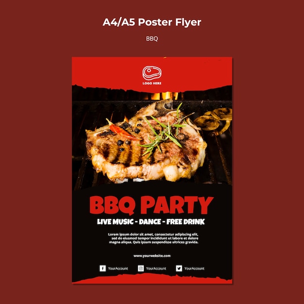 Poster template with barbeque concept