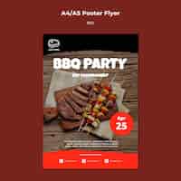 Free PSD poster template with barbeque concept