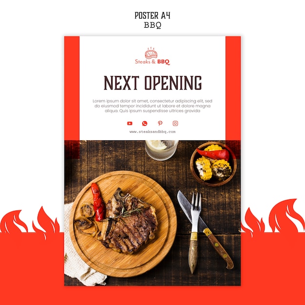 Free PSD poster template with bbq design