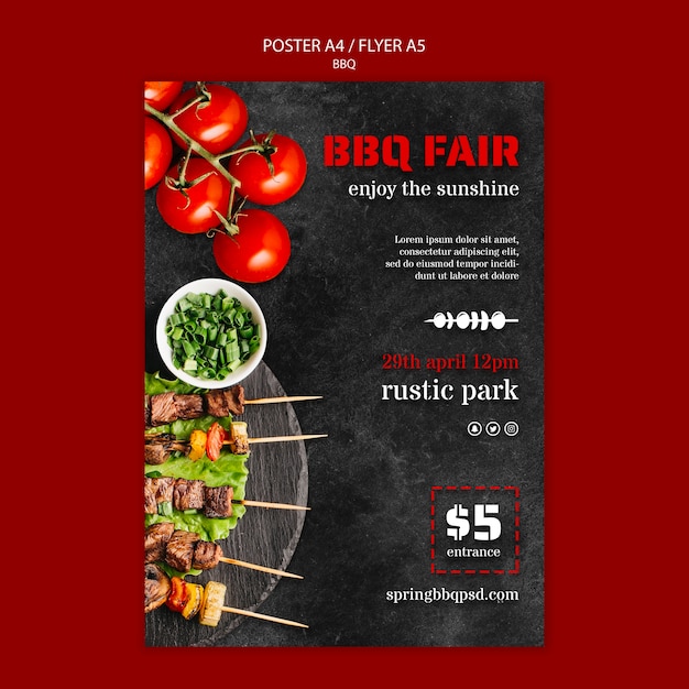 PSD gratuito modello di poster con tema bbq