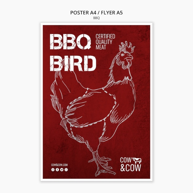 Free PSD poster template with bbq