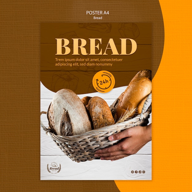 Free PSD poster template with bread