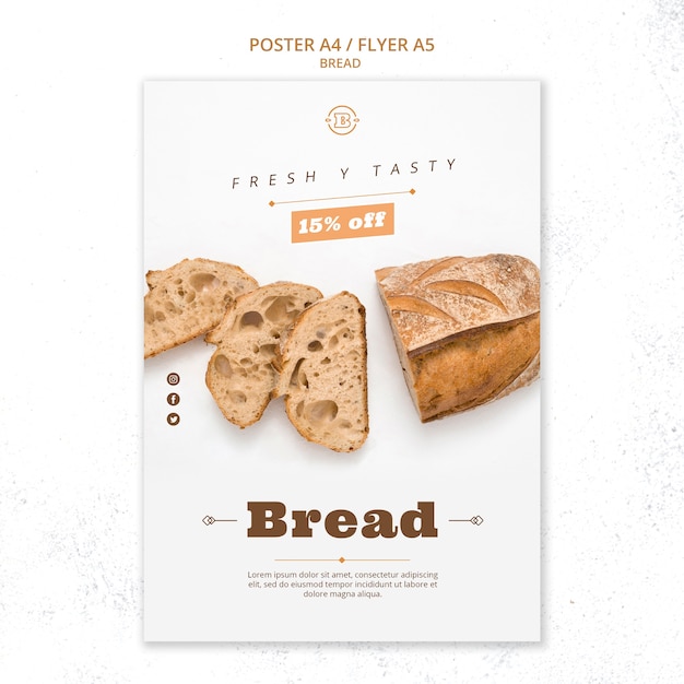 Free PSD poster template with bread