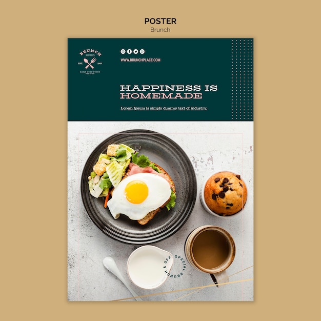 Free PSD poster template with brunch theme