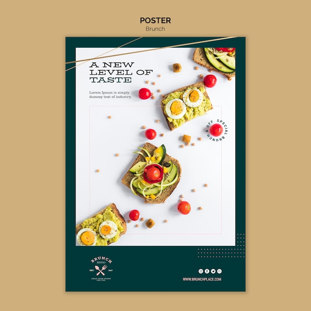 Free PSD poster template with brunch