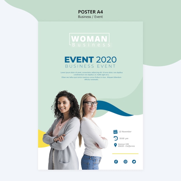 Poster template with business woman design