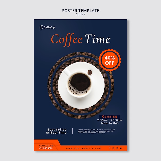 Free PSD poster template with coffee