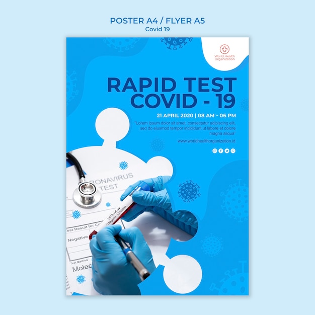 Free PSD poster template with covid-19