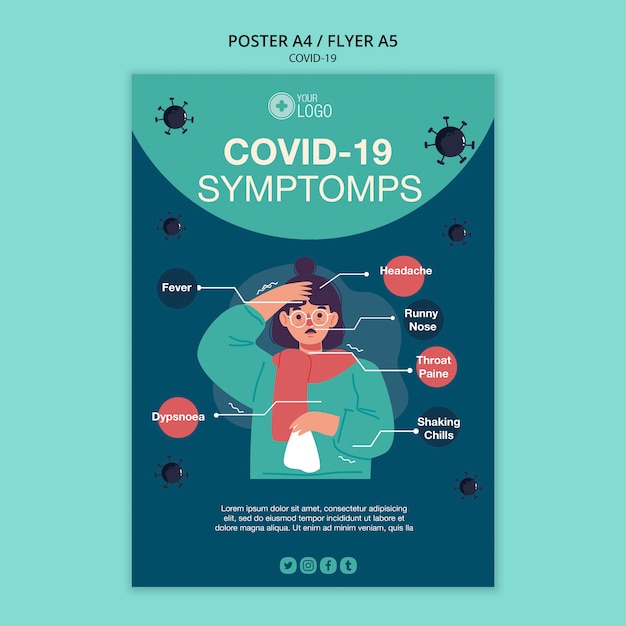 Free PSD poster template with covid 19