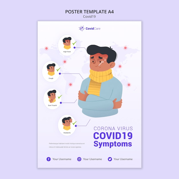 無料PSD covid19のポスターテンプレート