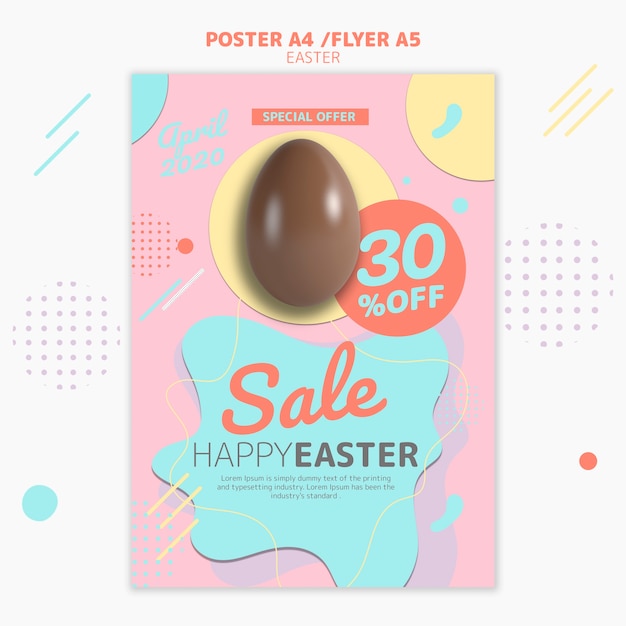 Poster template with easter day sale