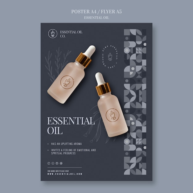 Free PSD poster template with essential oil cosmetics