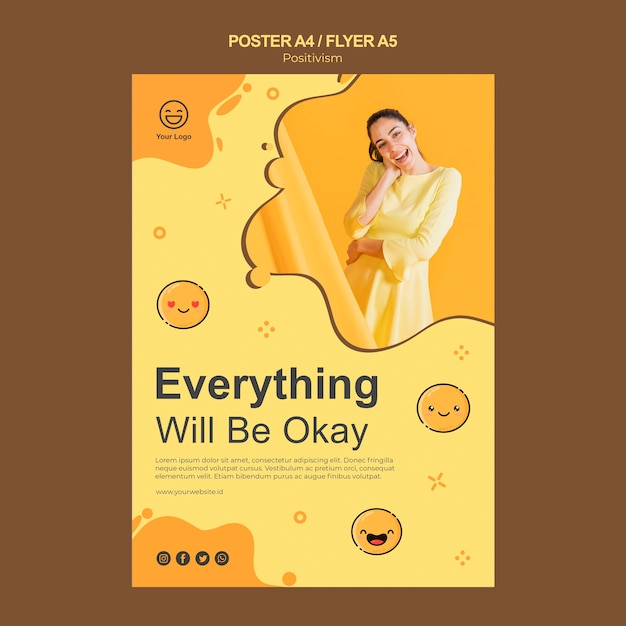 Free PSD poster template with everything will be okay