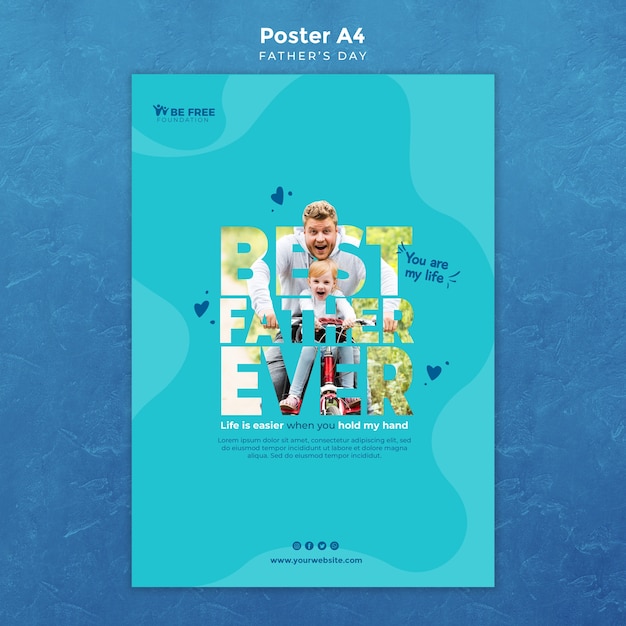 Poster template with fathers day design