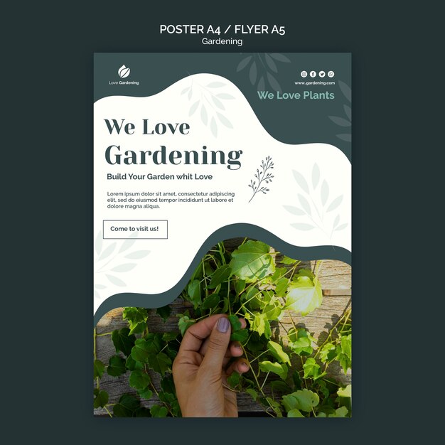 Poster template with gardening
