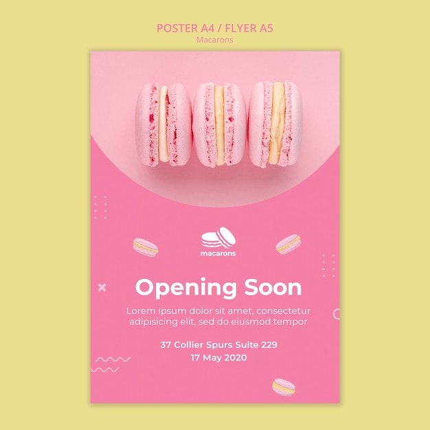 Free PSD poster template with macarons