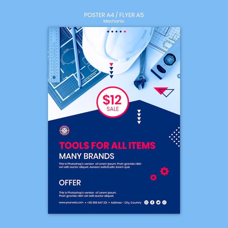 Free PSD poster template with mechanic
