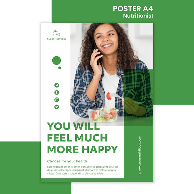 Free PSD poster template with nutritionist advice