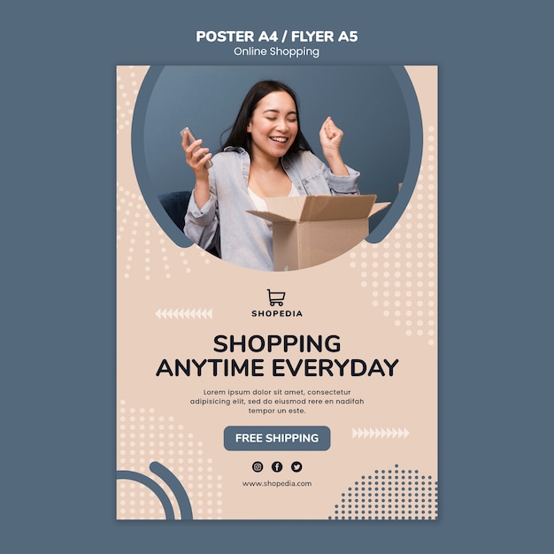Free PSD poster template with online shopping theme