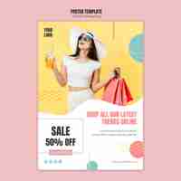 PSD gratuito modello di poster con lo shopping online