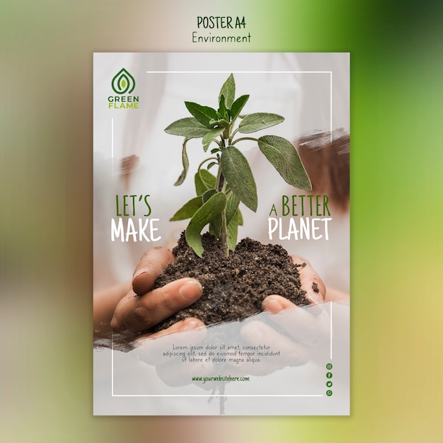 無料PSD 手で開催された植物のポスターテンプレート