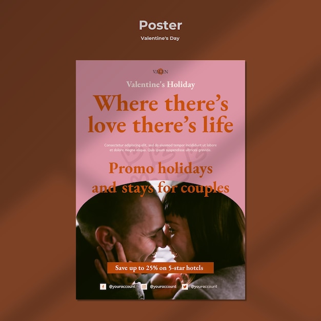 Free PSD poster template with romantic couple