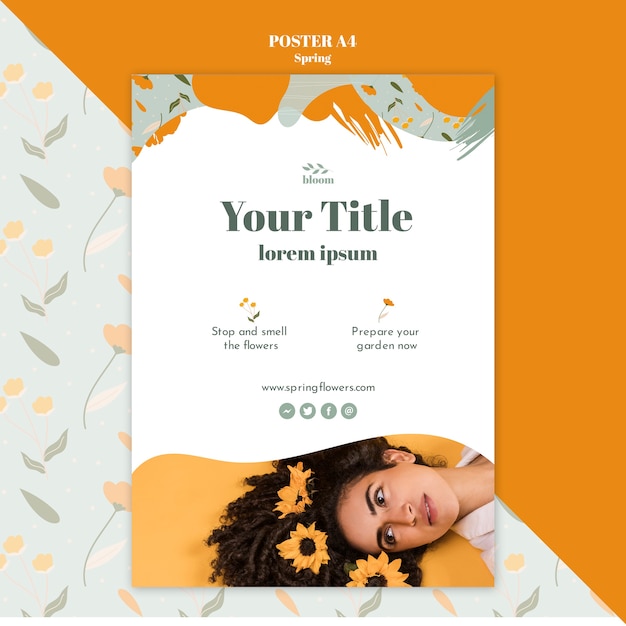 Free PSD poster template with spring concept