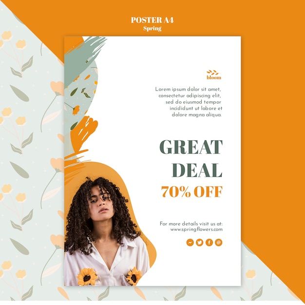 Free PSD poster template with spring sale