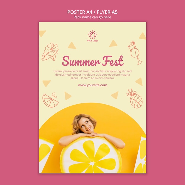 Poster template with summer party concept