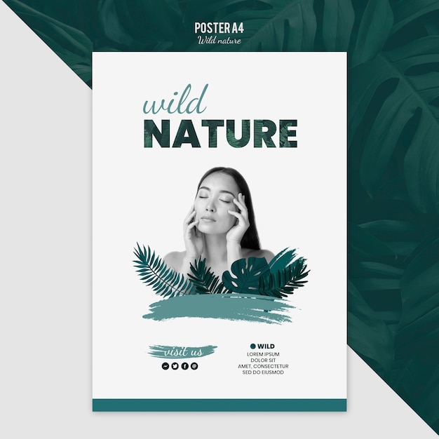 Poster template with wild nature concept