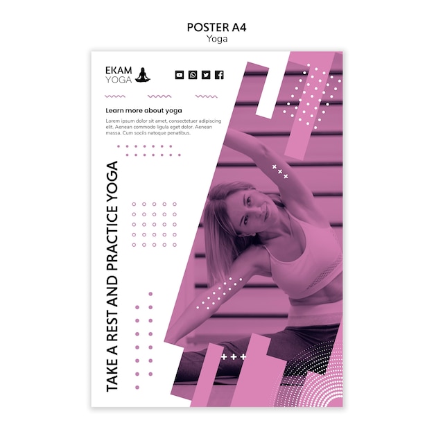 Free PSD poster template with yoga concept