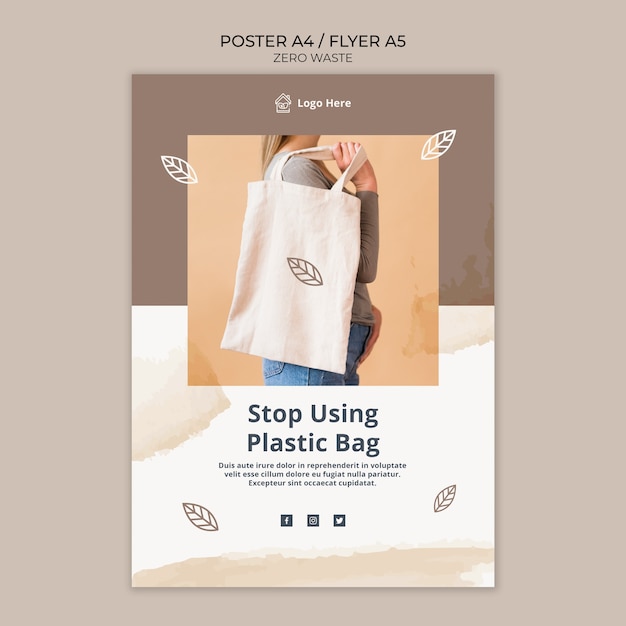 Free PSD poster template with zero waste concept