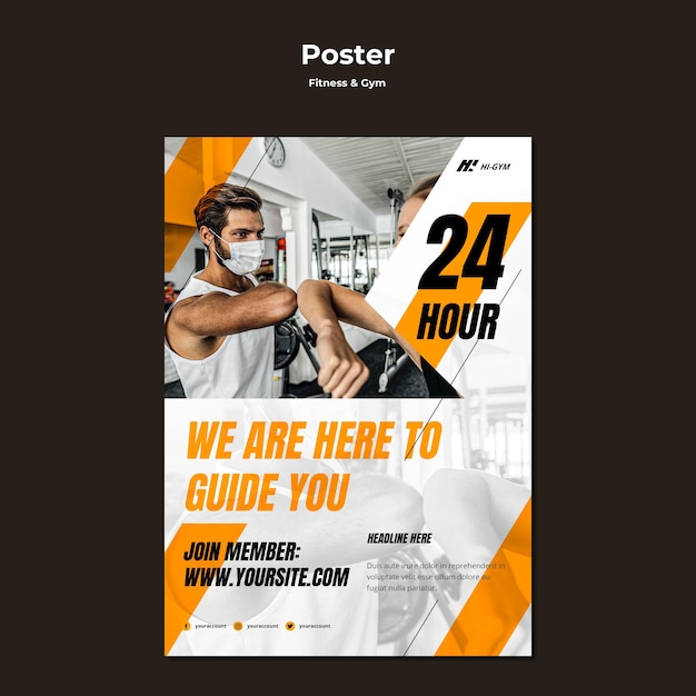 Free PSD poster template for working out at the gym during the pandemic