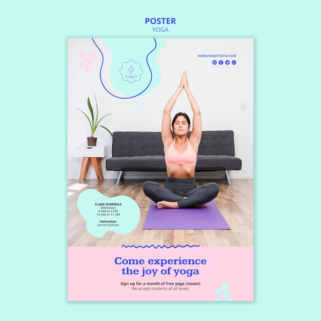 PSD gratuito poster modello yoga annuncio