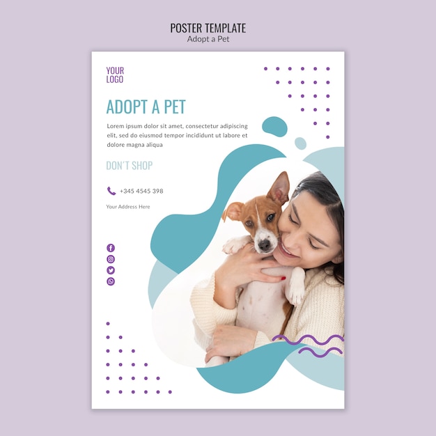 PSD gratuito tema del poster con adozione di animali domestici