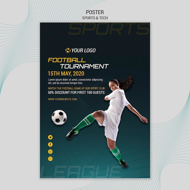 PSD gratuito tema di poster con sport e tecnologia