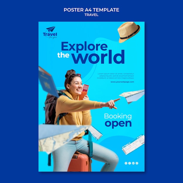 Free PSD poster travel template design